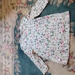 Lands’ End Floral Botanical Scoop Neck 3/4 Sleeve Top MEDIUM EUC